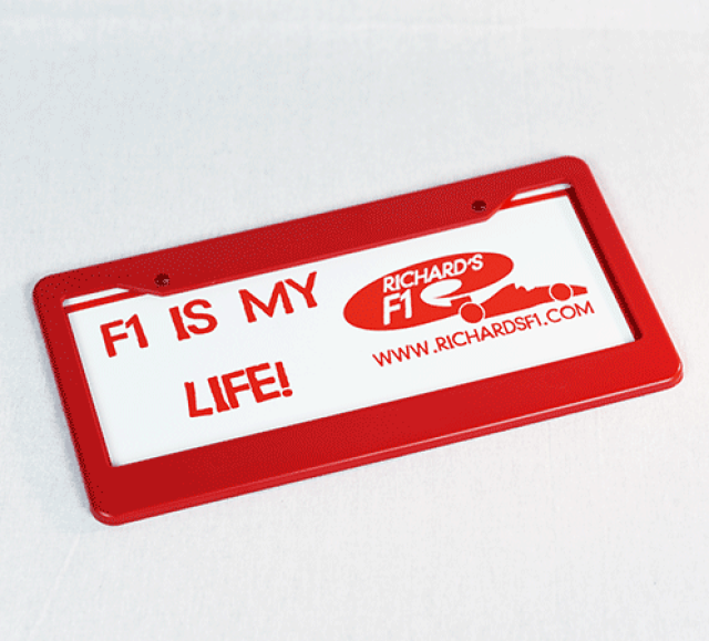 Combined License Plate Frame (#100) and License Plate (#106)